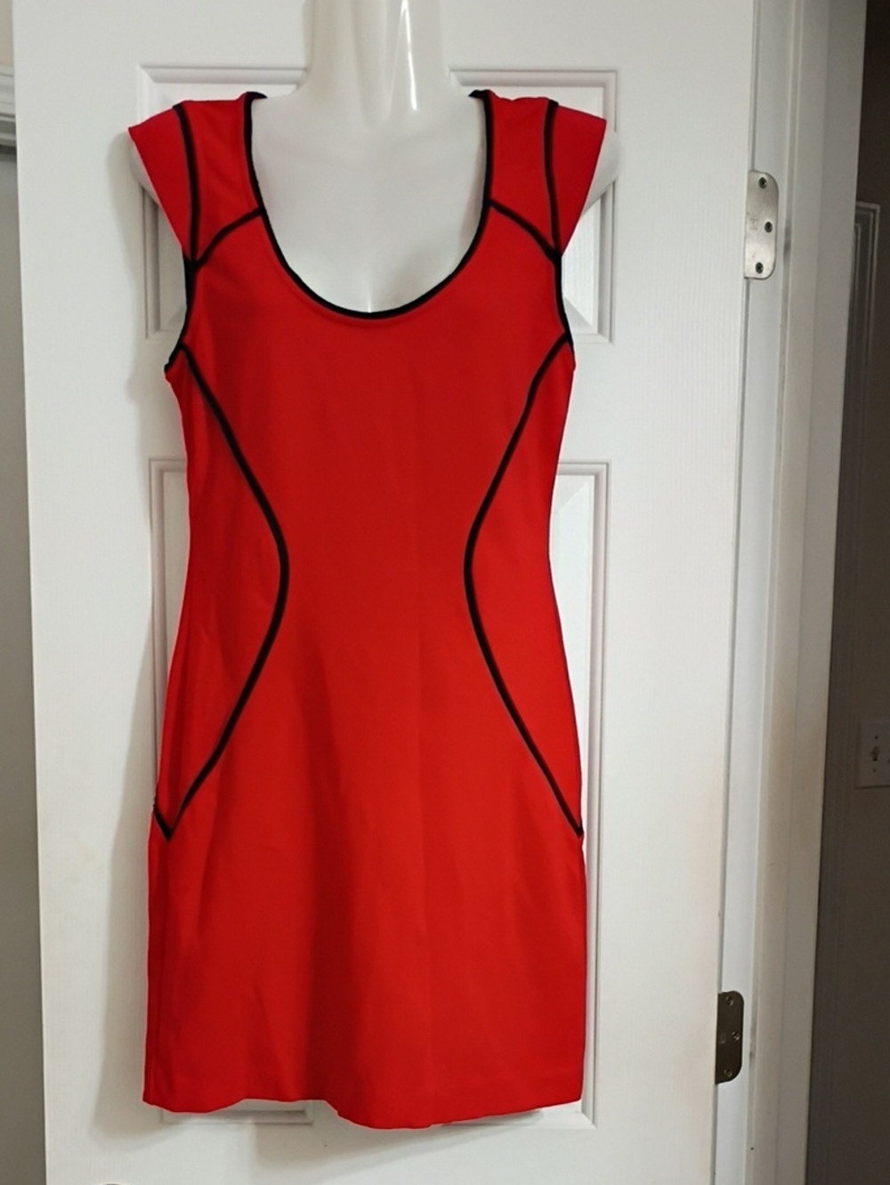 Express Red Mini Dress with Black Piping